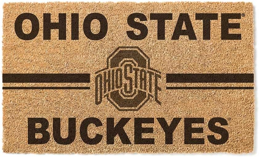 KH Sports Fan Ohio State Buckeyes Team Logo Coir Doormat, 18x30 Inches, Buckeyes Outdoor Rug; Display Your Team Spirit with This Unique Ohio State Buckeyes Doormat