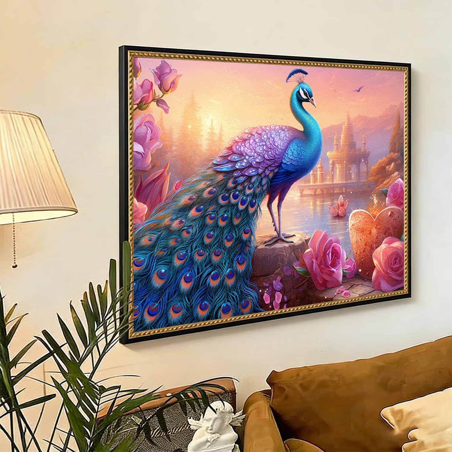 Malowanie diamentami paw, DIY kwiat diamentowy obraz dla dorosłych kompletny zestaw, DIY diamentowe malowanie dzieci dla początkujących, zestawy do malowania diamentami z koralikami do dekoracji domu