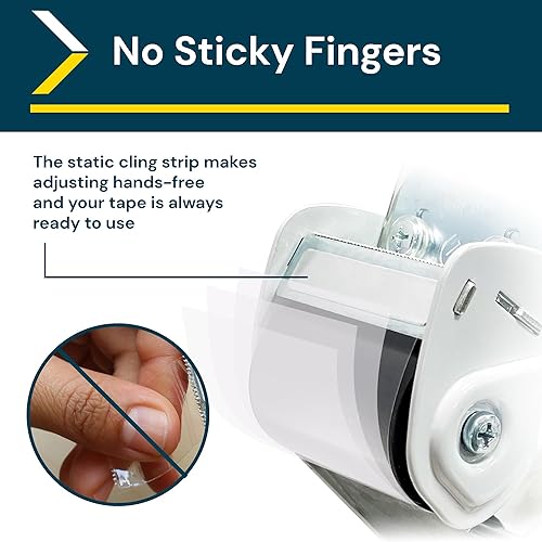 Vista 4 de Excell Dispensador de cinta de embalaje de metal antireflujo (2" de ancho) con 2 cintas de rollo: ideal para embalaje, transporte, movimiento