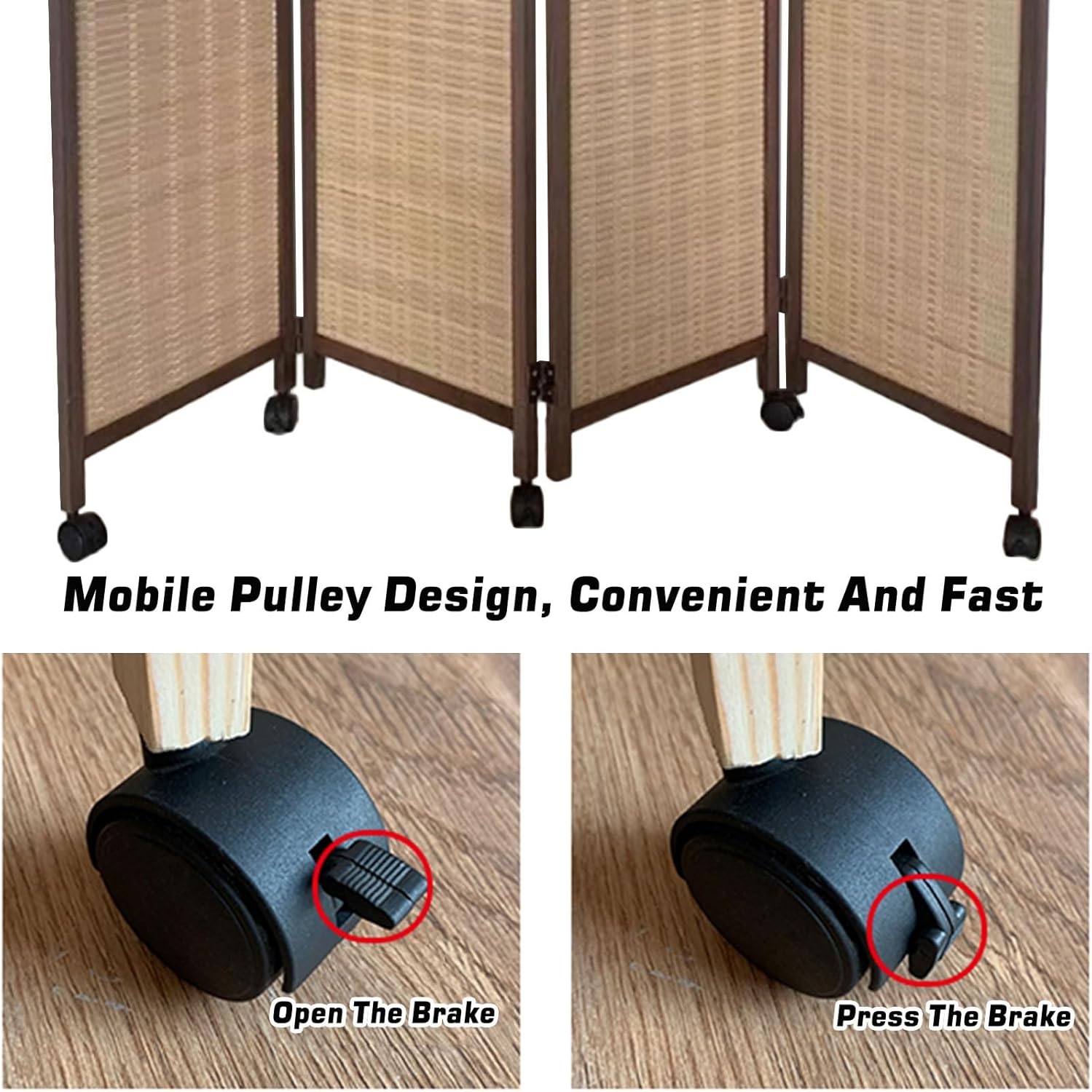 Movable Foldable Privacy Screen, Double-hinged Room Divider Wall, Freestanding Partition Suitable for Home Offices, Gardens, and Patios(100x40cm-3 Panels)