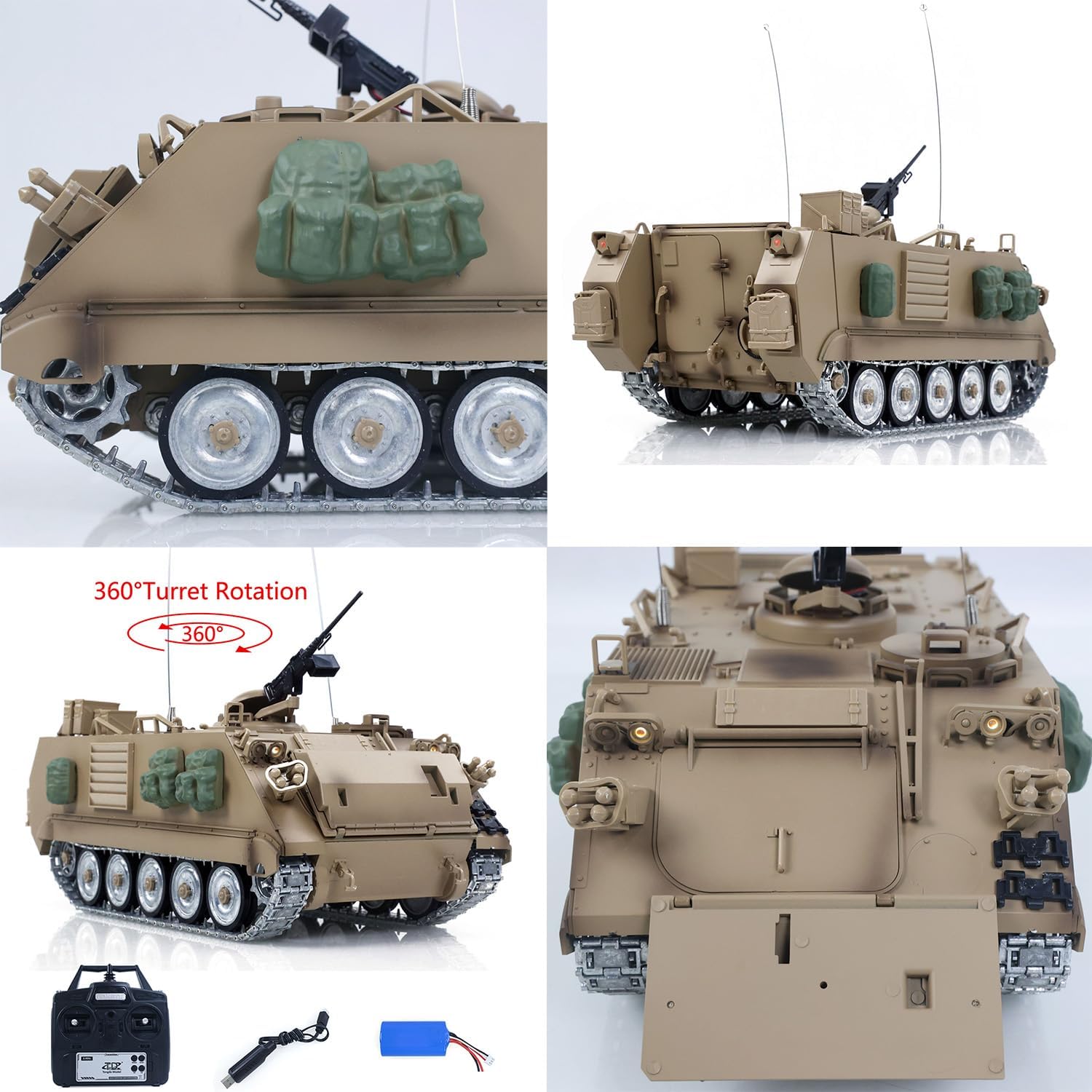 TOUCAN RC HOBBY TD 1/16 RC Tank M2412-C M113A2 APC Infrared Turret Rotary 360 Degree Remote Control Electric Military Vehicle Metal Wheels