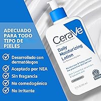 Vista 5 de CeraVe Loción hidratante diaria para piel seca, loción corporal y hidratante facial con ácido hialurónico y ceramidas, hidratante diario, sin