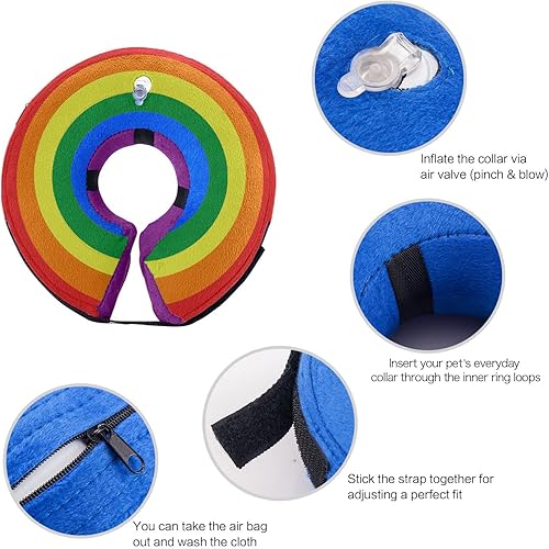 Miniatura 3 de Collar inflable de cono para perro, suave, cómodo y ajustable para perros y gatos pequeños, medianos y grandes, collar electrónico de recuperación