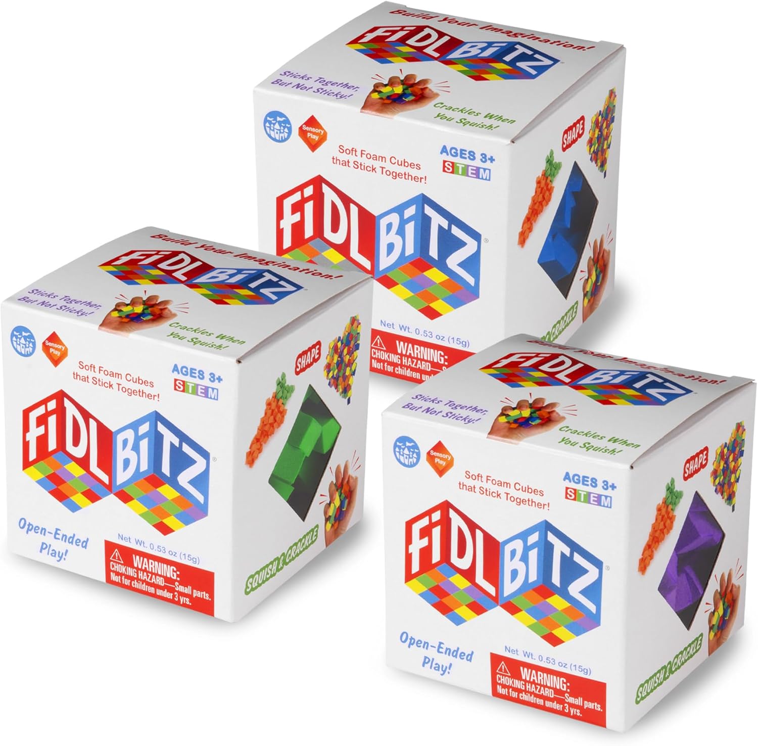 Play Visions FidlBitz® - Revolutionary Cubes That Stick Together, But Not Sticky! (Starter Set (Assorted Colors))