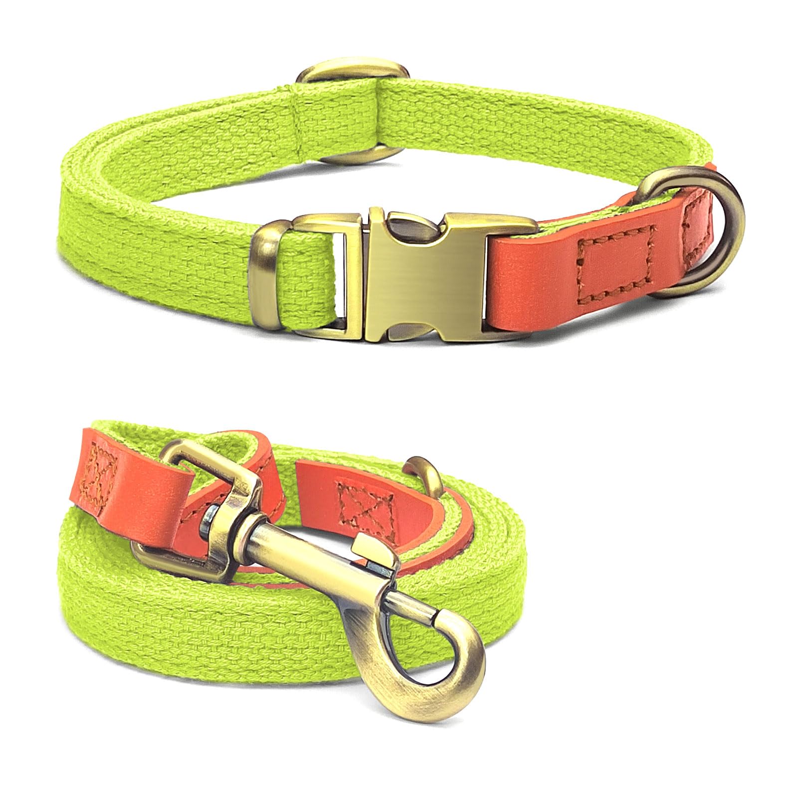Qianruida Collar y Correa Perro Conjunto de Collar y Correa Conjunto Collar Correa para Perros PequeñOs Medianos Grandes- Amarillo Fluorescente,M