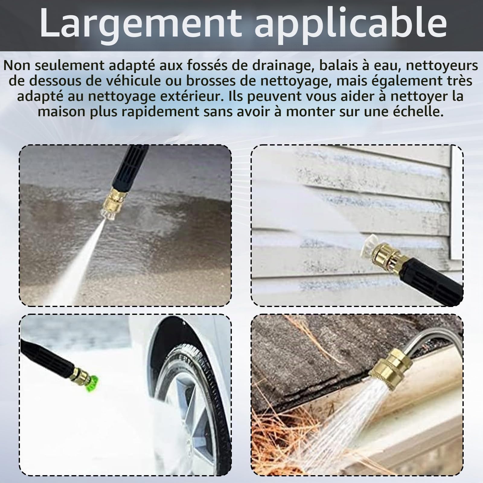 Lance Nettoyeur Haute Pression pour Kärcher, Lot de 10 Accessoire pour Nettoyeur Haute Pression 4000 psi avec 5 Embouts de Buse à Raccord Rapide 1/4 pouce Lance Telescopique Pulverisateur Toiture