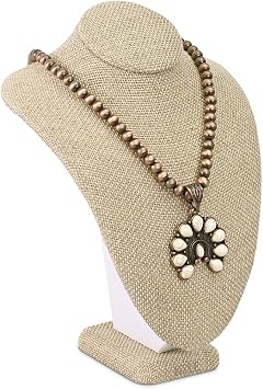 Ikee Design Premium Linen Necklace Bust Display Stand Jewelry Mannequin | Linen Necklace Chain Jewelry Bust Display Holder Stand, Jewelry Bust Stand for show, store, home