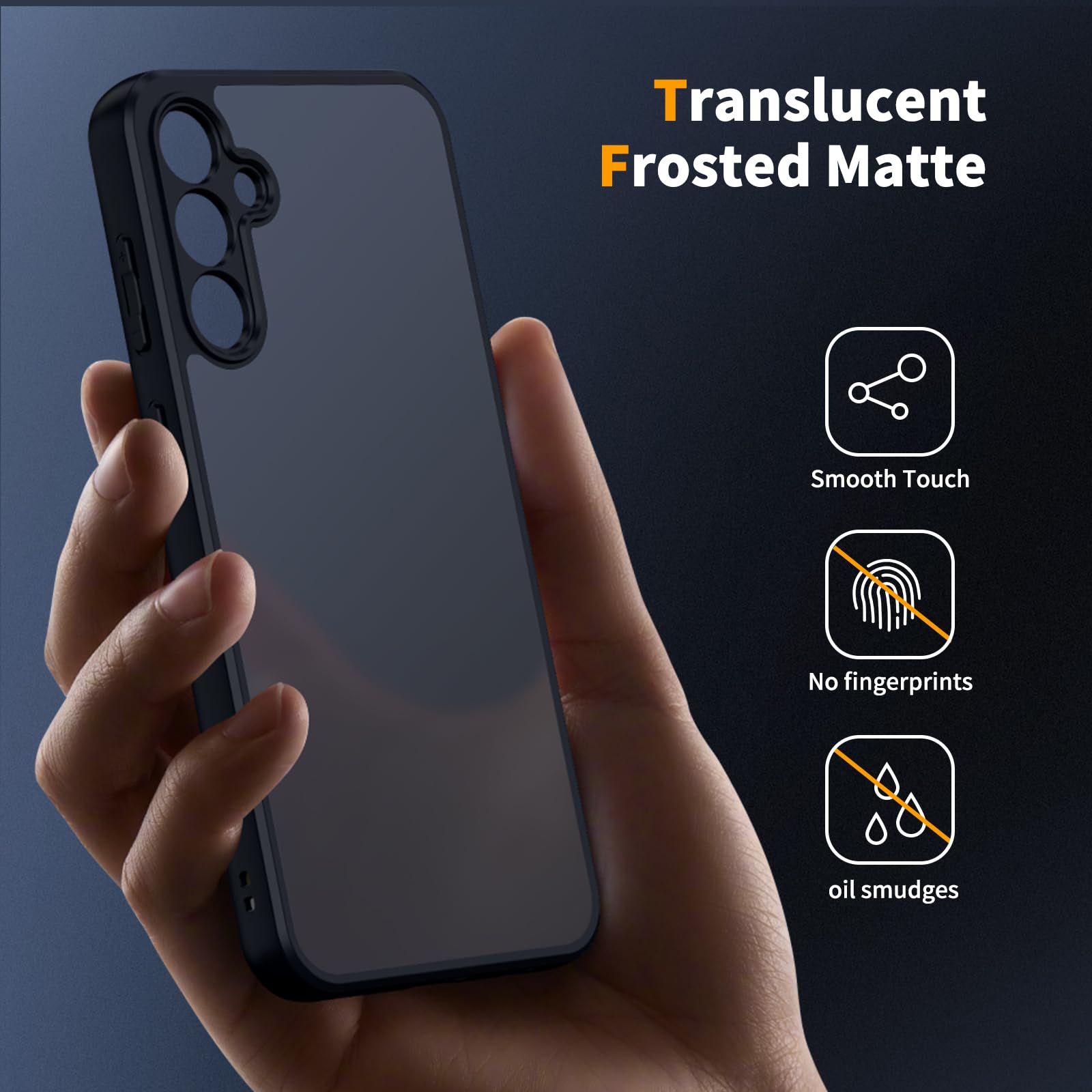 COPIKE Cover Opaca per Samsung Galaxy A35 5G e Protezione Fotocamera con 2 Pezzi Vetro Temperato, [Antiurto Grado Militare] Custodia Posteriore Glassata Traslucida Anti-Impronte, Nero