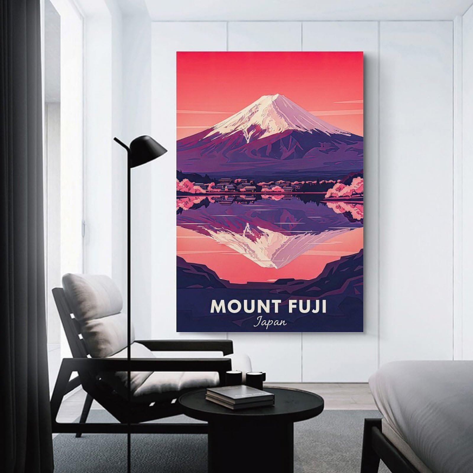 Junmoney Wall Decor Canvas Print Mount Fuji Reflection in Japan, 24x36inch(60x90cm), for Bedroom Walls, Guest Spaces Or Lounges, Decorative Wall Art for Cosy Rooms