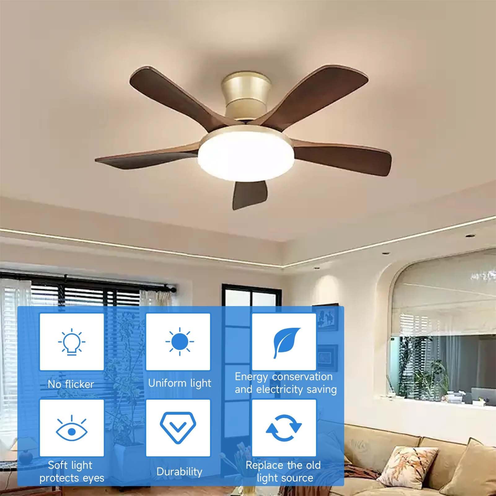 Kit de Recambio Luz LED 15W para Ventilador de Techo 5.3, Panel Redondo 3CCT 3000/4200/6500K con Memoria, Base de Aluminio 85–265V, Repuesto Universal para Modernizar Lámparas y Ventiladores