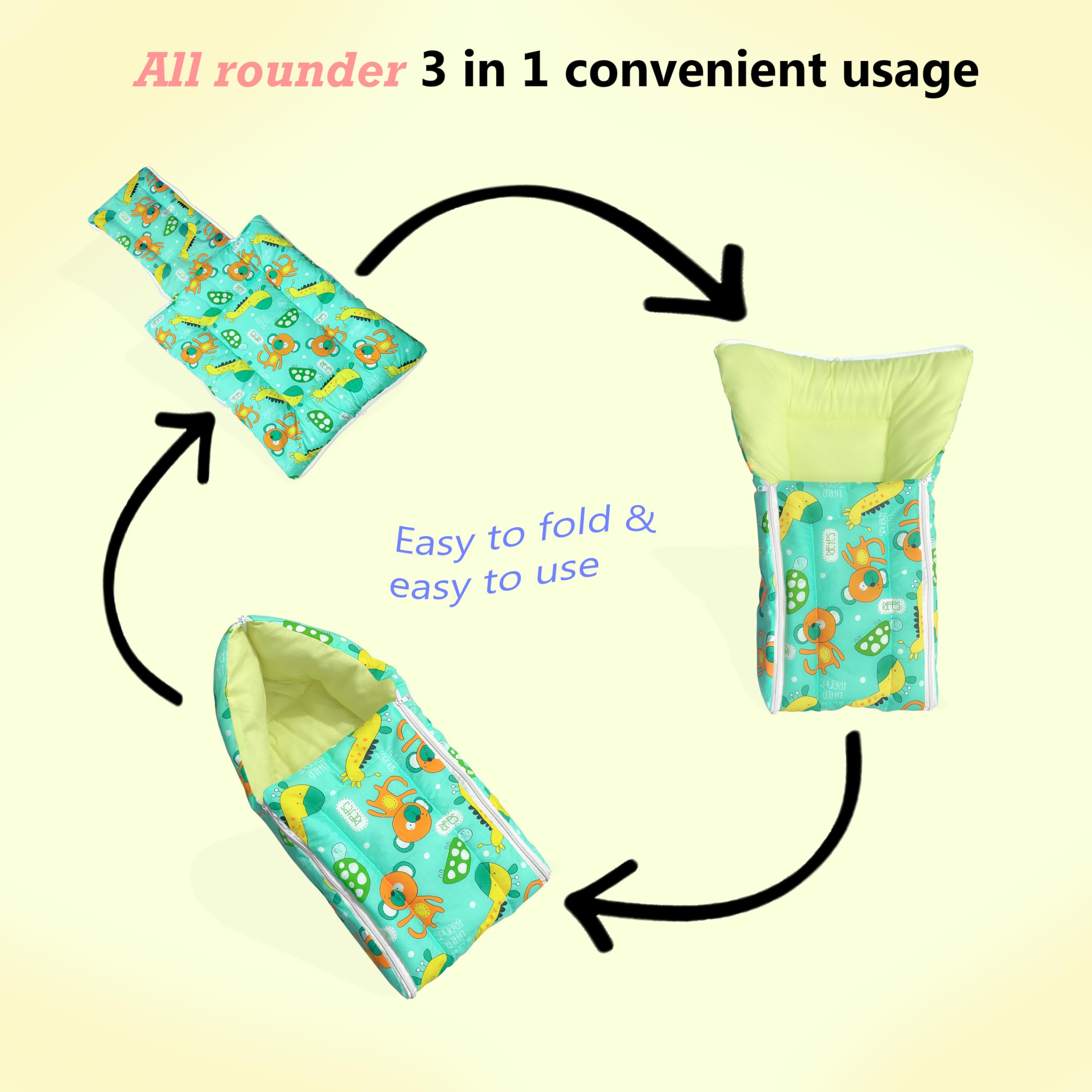 MOM & SON Baby Sleeping Bag for Newborns Soft & Cozy Infant Carry Nest | 3-in-1 Baby Wrapper, Sleeping Sack & Carrier | Sleeping Pod | Baby Bedding Set, Baby Portable Bassinet (0-6 Months, Green) - Image 2 thumbnail