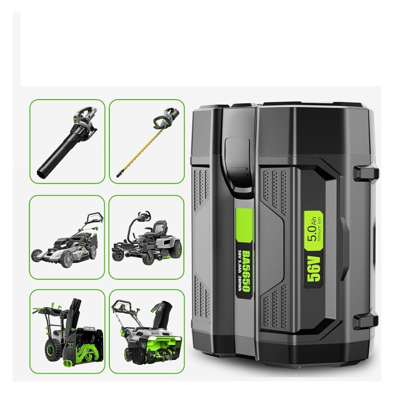 Batteria Per Utensili Elettrici 56V 5.0Ah, Compatibile Con EGO 56V Power+, Compatibile Con BA2800, BA4200, BA1400