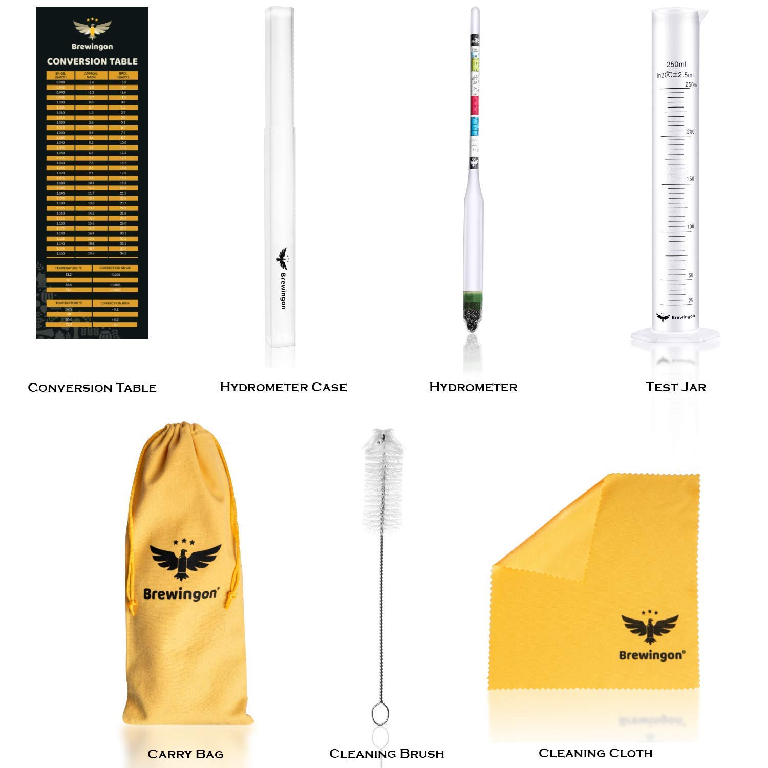 Hydrometer Alcohol - Brewing Tool for Making Beer, Wine, Sprit & Kombucha - Our ABV Tester Kit Contains Triple Scale Meter with a Hard Cover Case, 250ml Test Jar, Cylinder Brush, Cloth and a Carry Bag