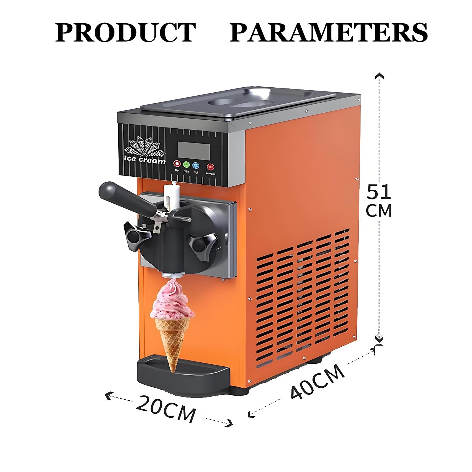 Machine à Glace Italienne Mono-Parfum, Machine à Glace Italienne de comptoir en Acier Inoxydable, Machine à Glace Italienne Professionnelle pour Restaurants, boutiques, Snacks Grey