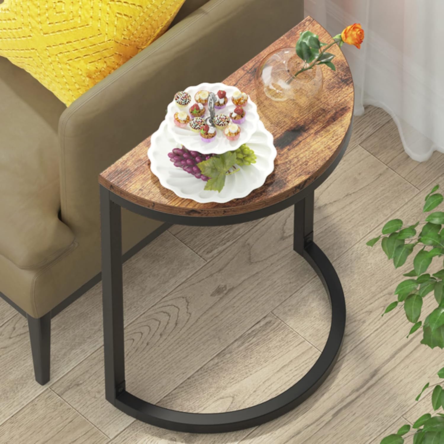 Tribesigns End Table Semi Circle, Small Half Round Side