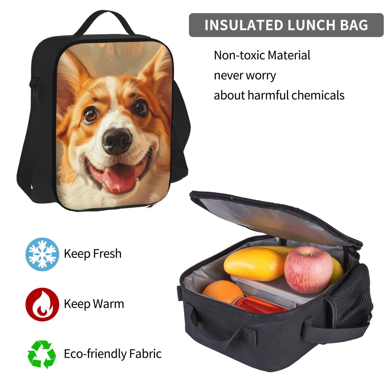 Zaino, borsa portapranzo, astuccio, set da 3 pezzi, per lavoro e
