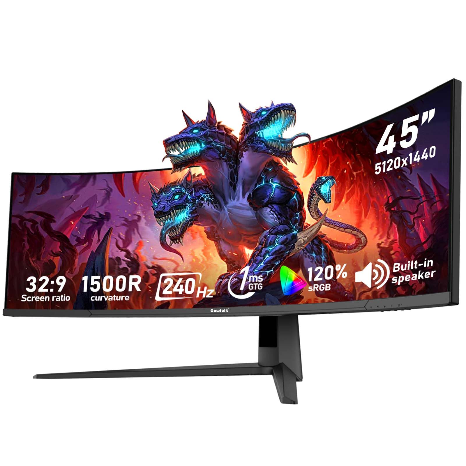 Gawfolk 27 inch IPS 2K QHD (2560×1440) Computer Monitor 75Hz Gaming PC Screen, 1ms，Adaptive Sync,100% sRGB, 1.07 Billion Colours,DisplayPort 1.4、 HDMI2.0, Built-in speaker- Black — view 7