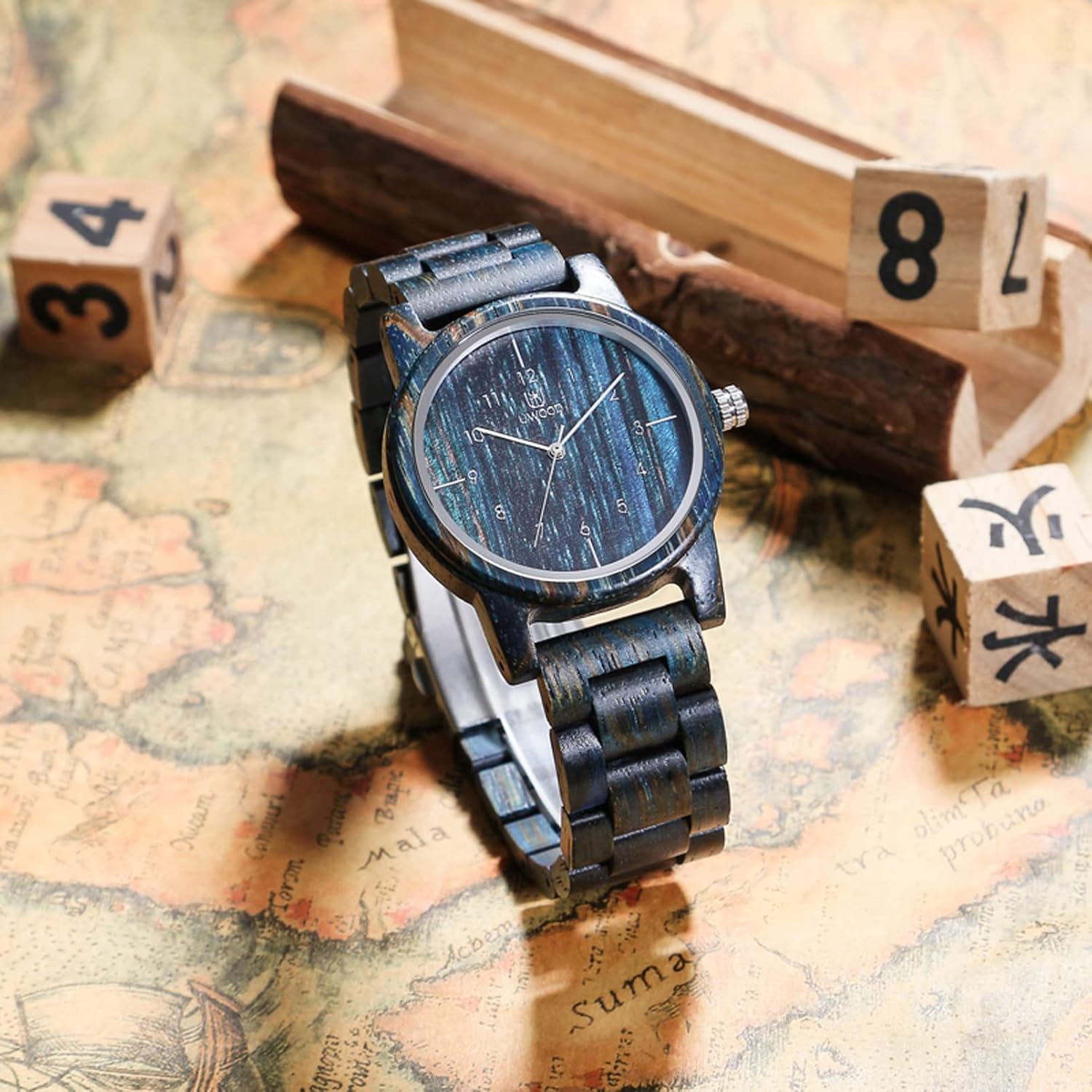 Wooden Watches Uwood Series 40 mm Unisex Natural Handmade Wood Watch with Gift Box & Band Adjustable