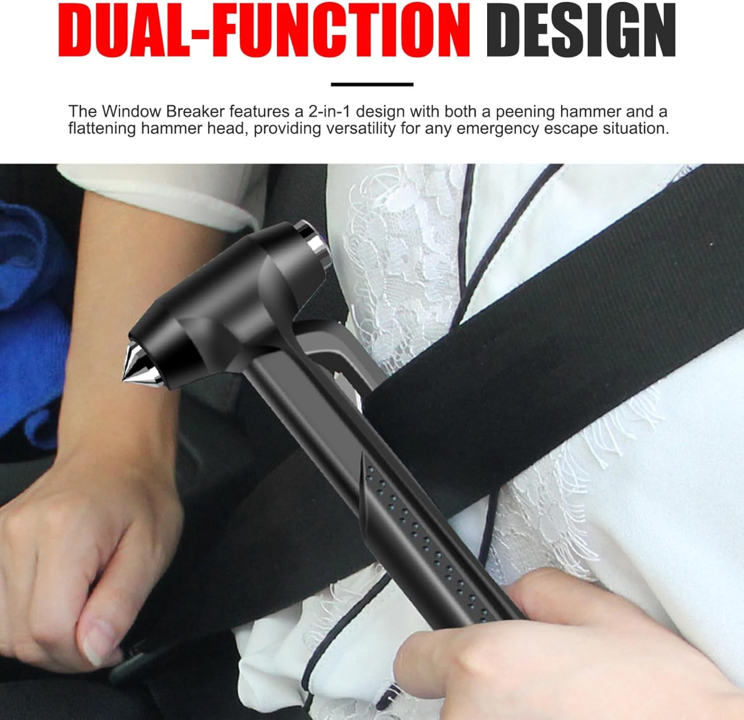 Window Breaker & Seatbelt Cutter – Metal Car Safety Hammer for Emergency Escape & Accidents