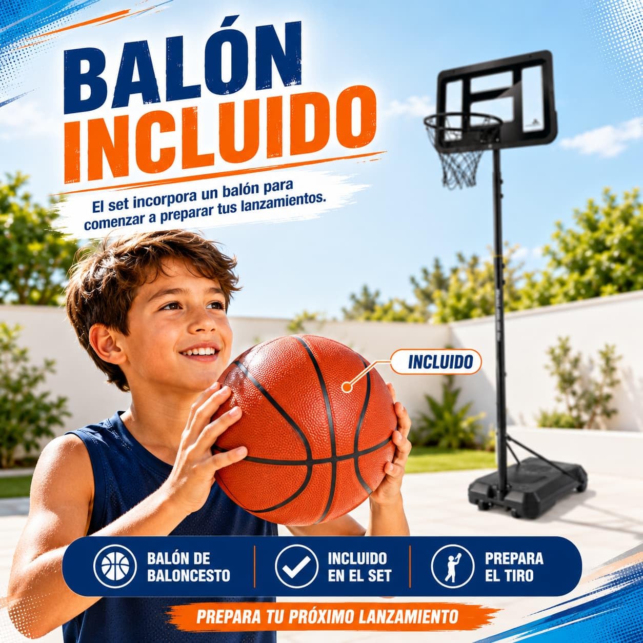 Canestro da basket per bambini con piede, altezza regolabile fino a 306 cm, include palla e gonfiatore, canestro da basket esterno, gioco sportivo, regalo per ragazzi e ragazze +8 anni