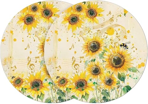 Miniatura 24 de Juego de 6 manteles individuales redondos resistentes al calor de mármol dorado de 15 pulgadas para decoración de mesa de comedor resistente al