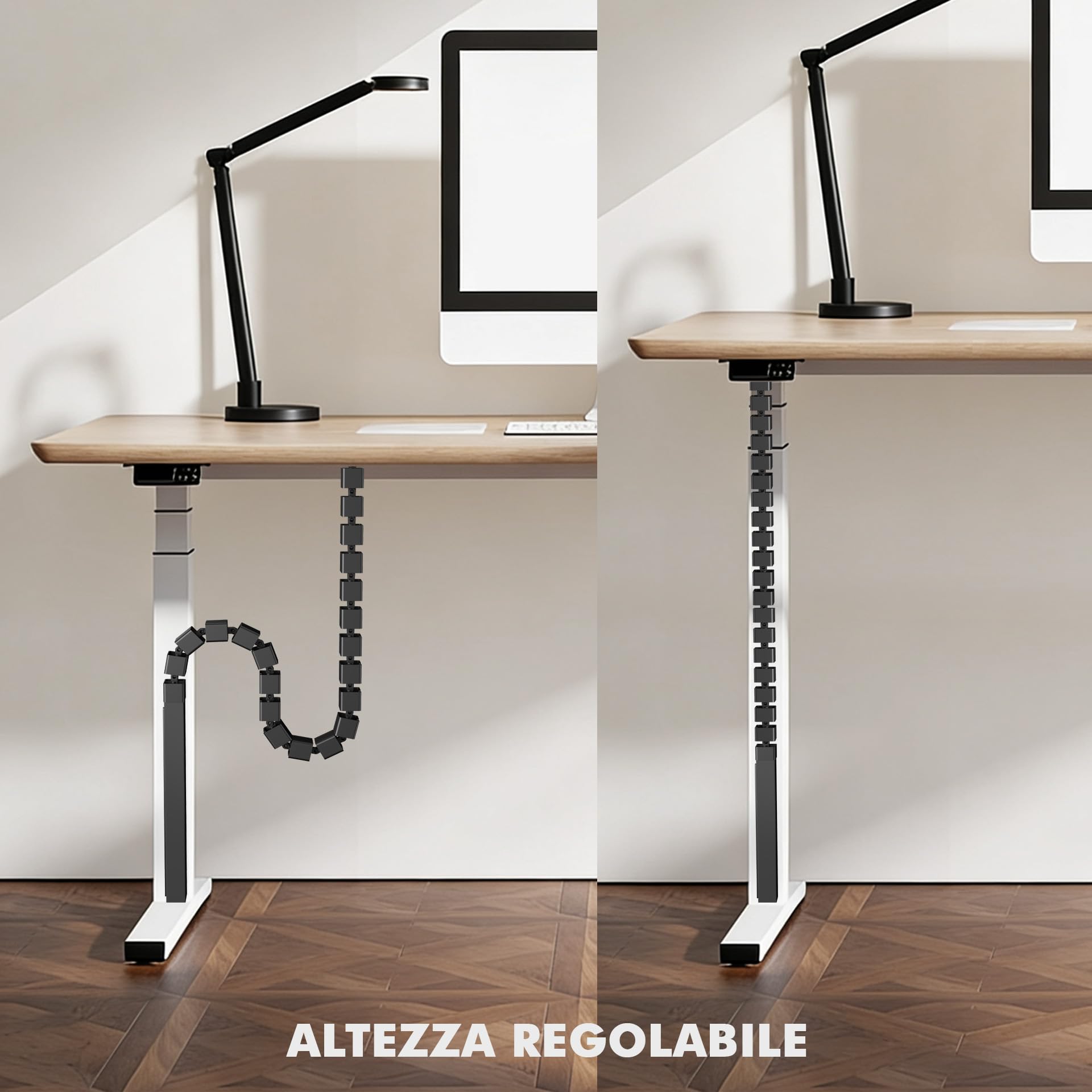 Mimoke Gestione cavi Spine Gestione cavi Canale magnetico Organizer modulare per cavi sotto la scrivania, design rettangolare per separazione e protezione dei cavi (nero)