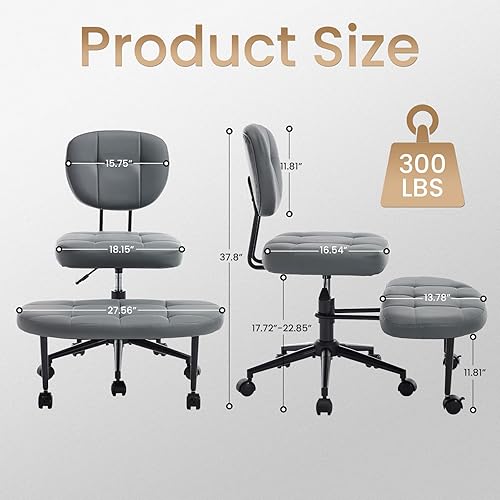 Miniatura 2 de Silla de oficina con patas cruzadas, silla de escritorio ergonómica cruzada con ruedas de freno, silla de escritorio de oficina en casa con altura