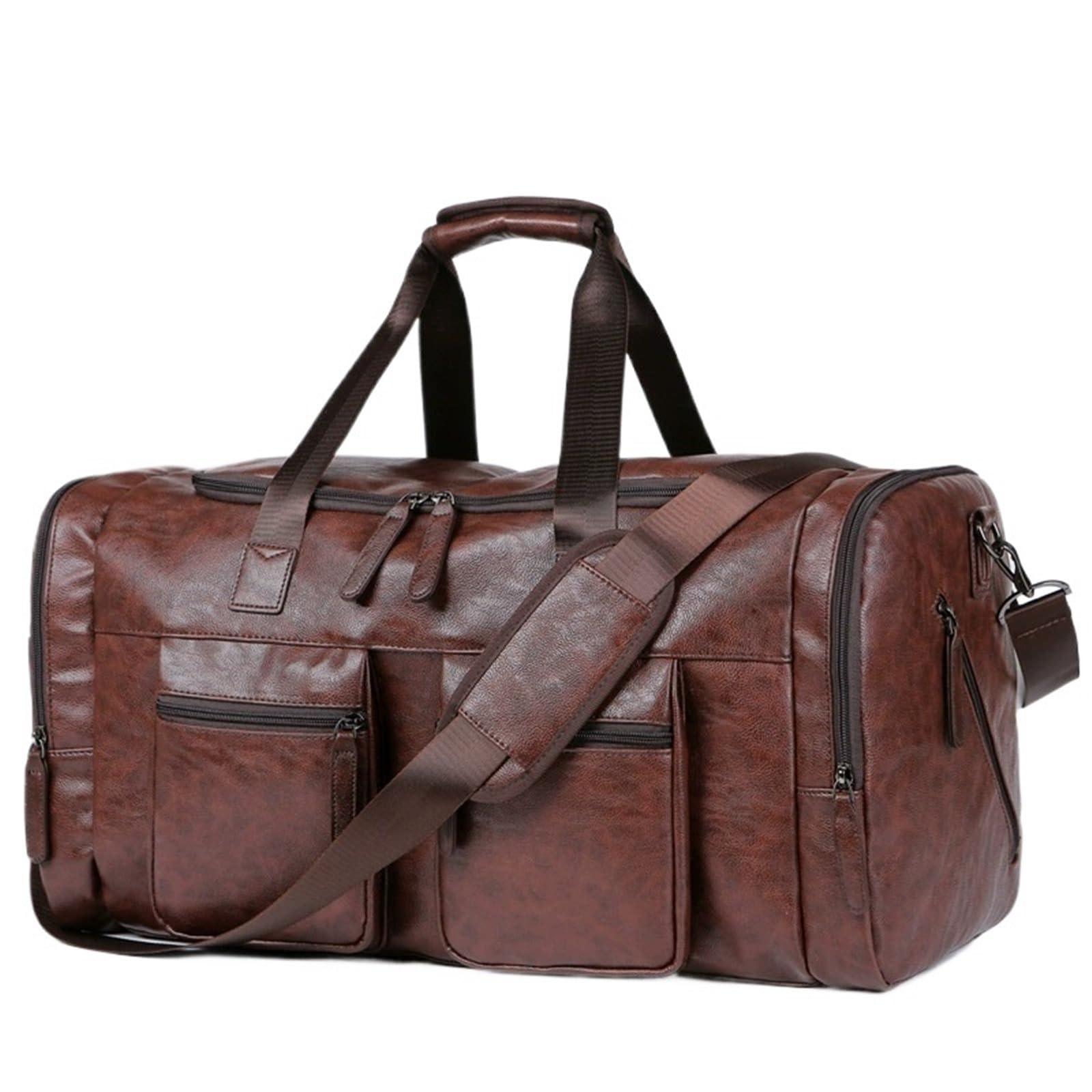 Retro męska torba podróżna ze skóry, pojemność na jedno ramię, na bagaż podręczny(Dark brown)