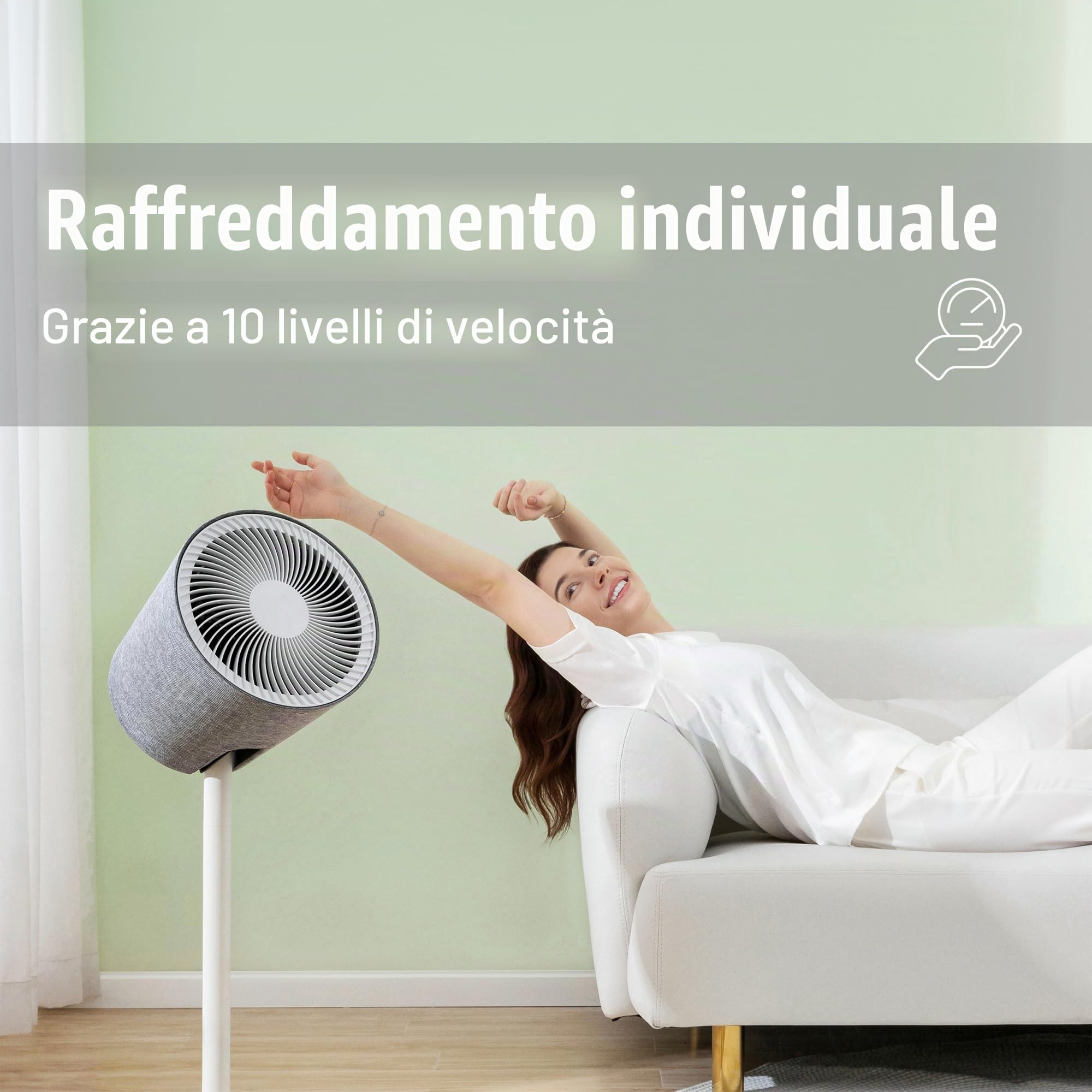 Stadler Form Ventilatore Simon, ventilatore da pavimento 3D, con funzione orizzontale e verticale, 10 pezzi, con funzione funk-fernbedienung, leise, weiss