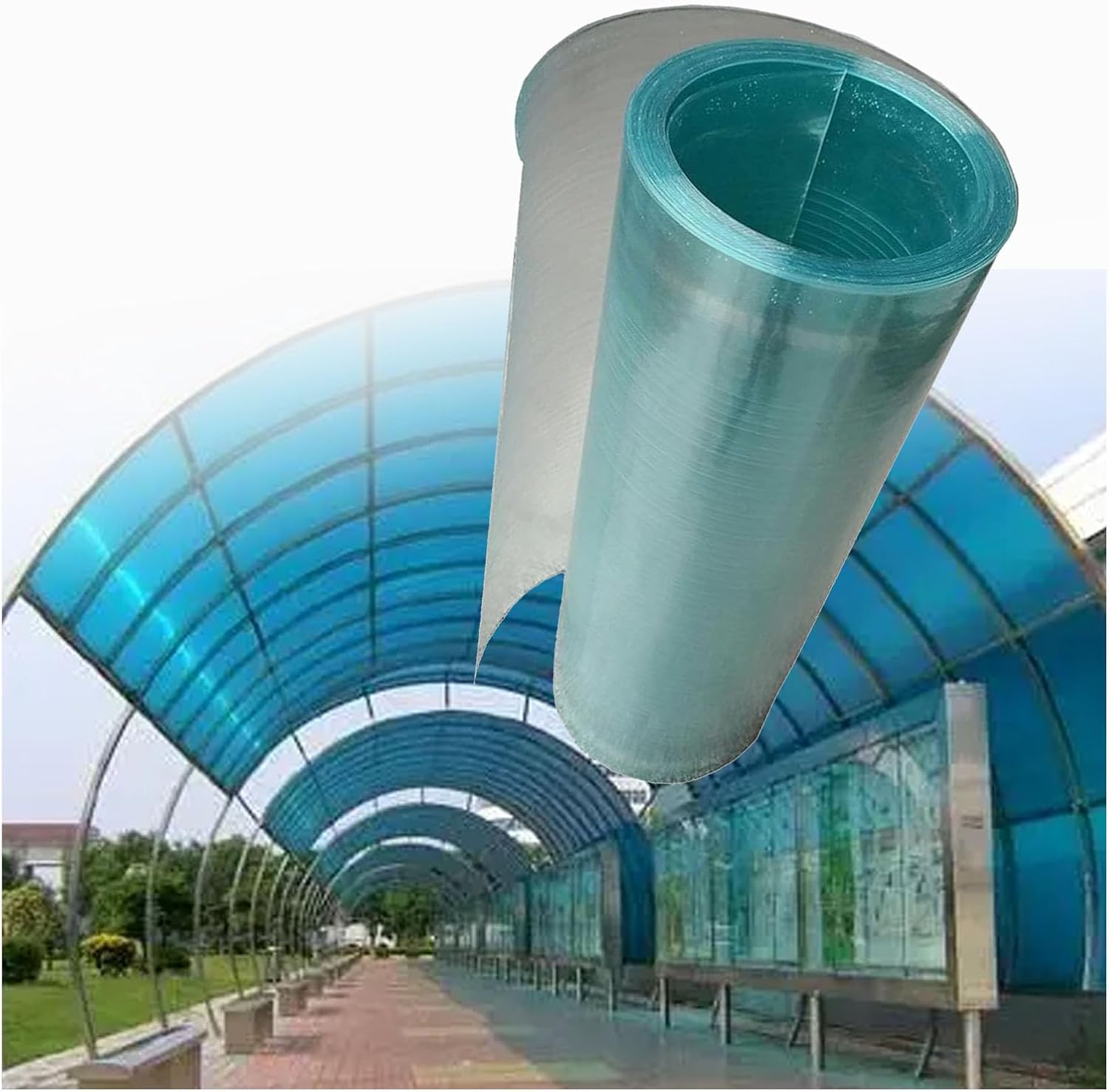 Polycarbonate Roofing Sheet,30 Meters Per Roll DIY Greenhouses Frame Polycarbonate Sheet,FRP Lighting Board,for Roof Farming,Gardening,Courtyards,Canopy,Carport Balcony,Conserv(Size:0.8 mm*1.5 m*30 m)