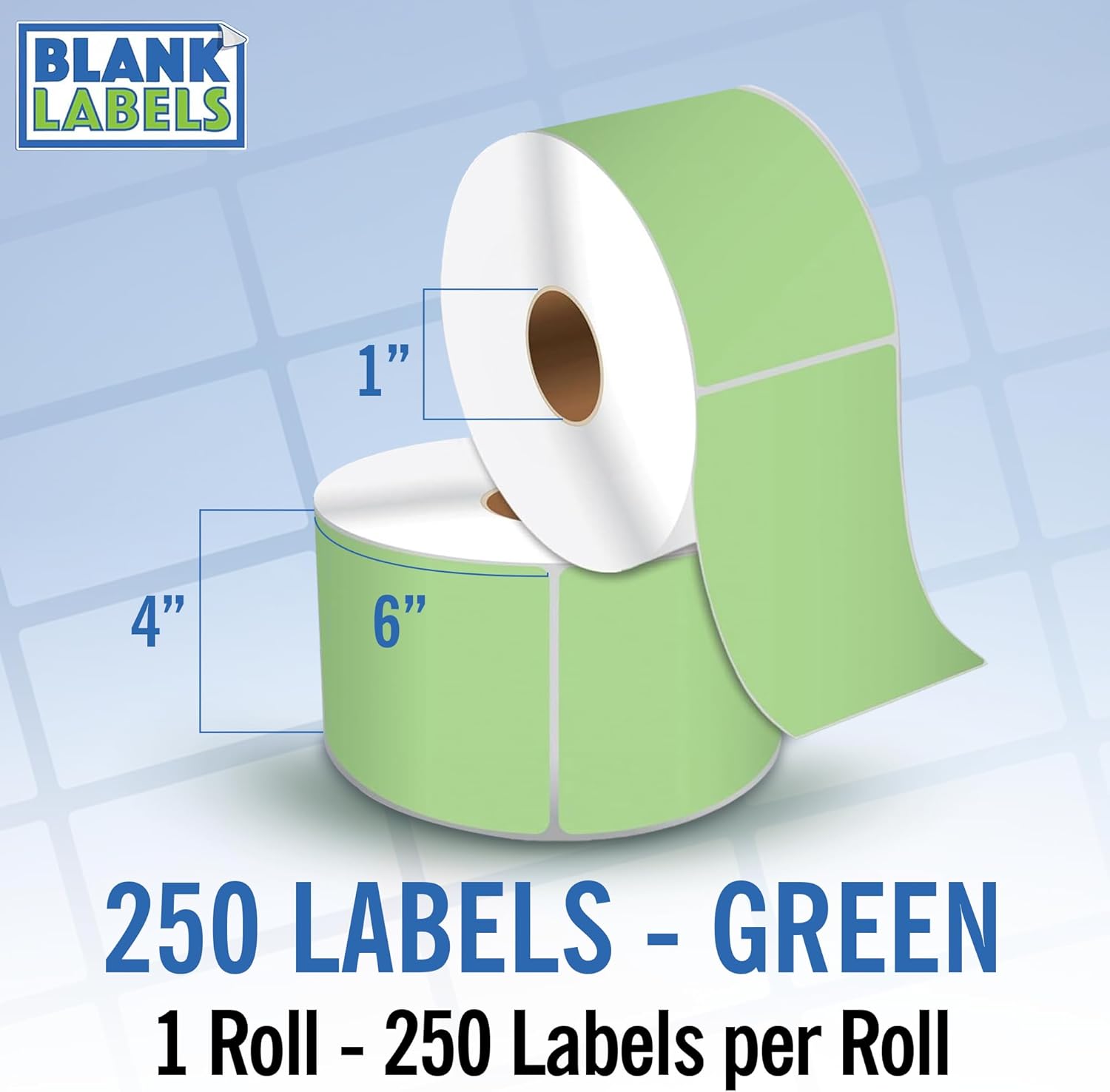 4" X 6" Direct Thermal Shipping Labels | Green | 1" Cores w/Perfs Easy Tear | Made in USA | Printing Label | 250 Labels | 250 Labels per Roll | 1 Rolls | Blank Labels