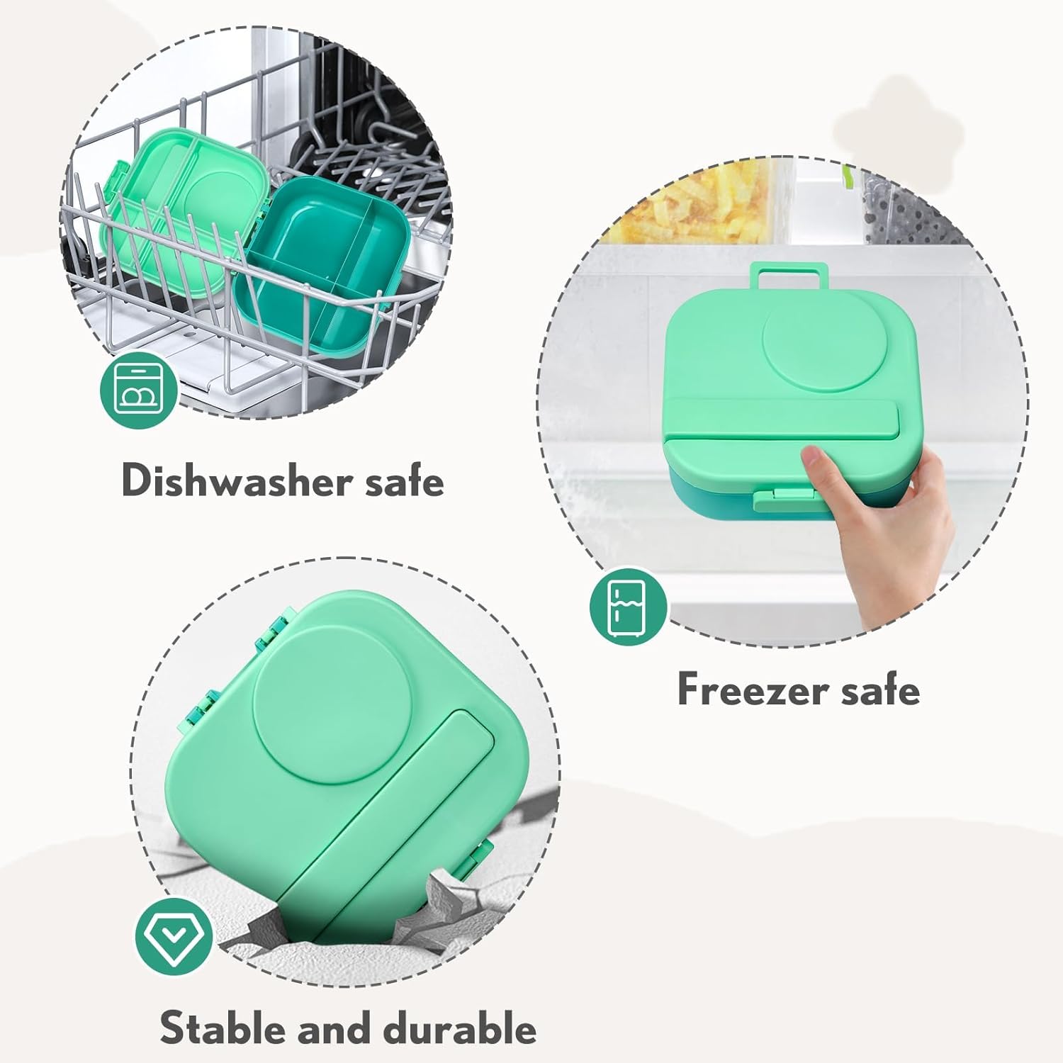 Bento Lunch Box with 12oz Soup Thermo,4 Compartments Lunch Box Containers, Spoon&Sauce Jar, BPA Free&Leak proof,Insulated Food Jar for Travel (Green) - Image 4