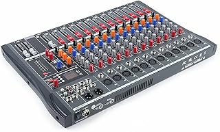 Goudergo 12 Channel Audio Mixer,DJ Sound Mixer,Bluetooth Mixer for Music Recording & Live Performance & other fields,Etc (12 Channel)