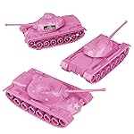 TimMee Toy Tanks for Plastic Army Men - Pink WW2 3pc - Made in USA