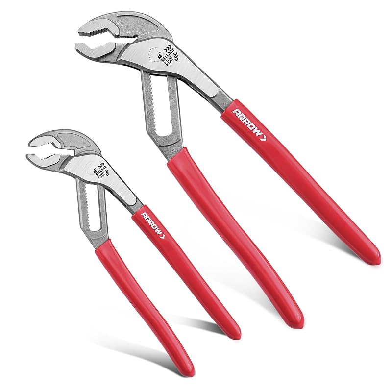 Kit de Alicates Bomba d’Água com Mandíbula em V Arrow Fastener 20,3 cm e 25,4 cm, Ajuste Rápido, 2 Peças