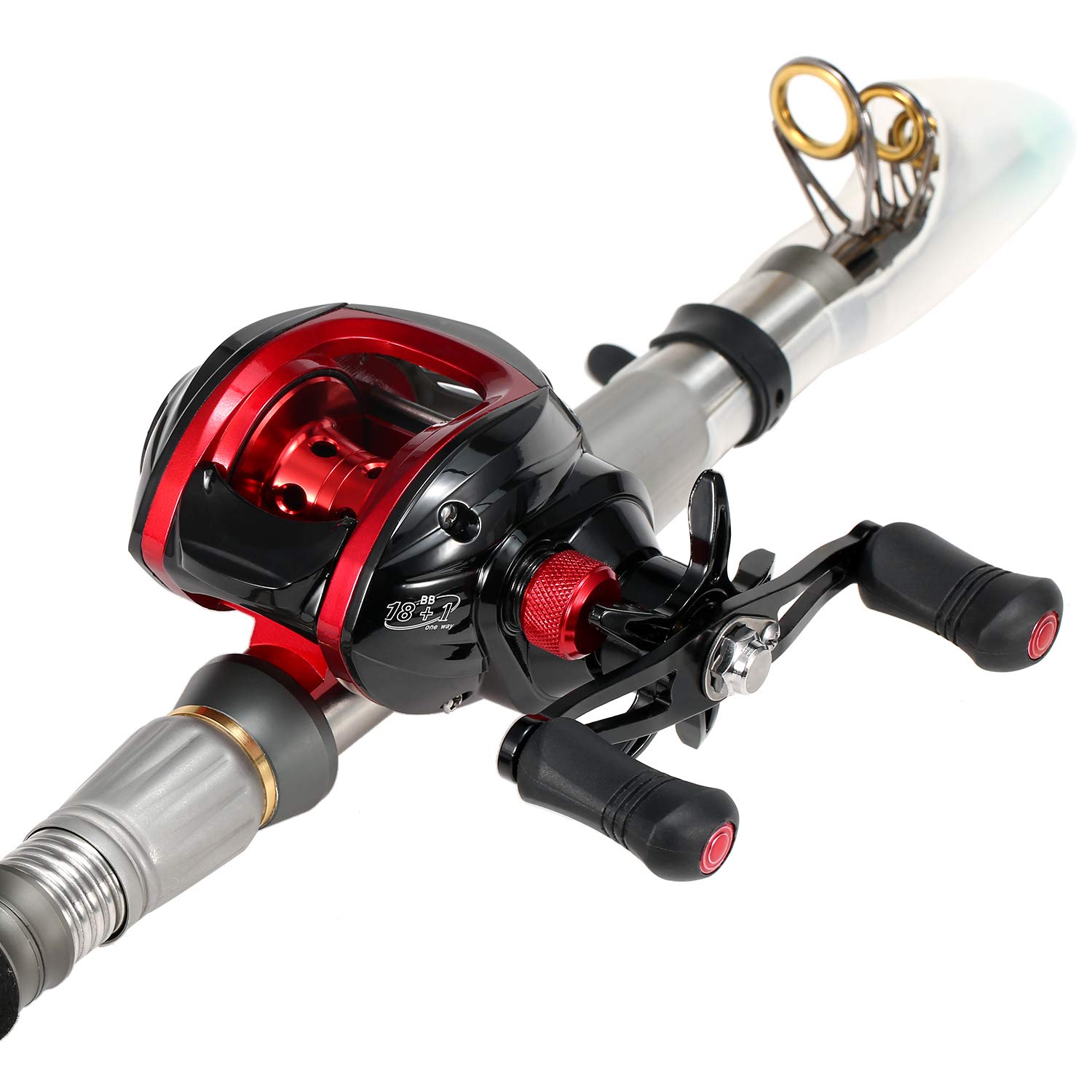 Baitcasting-Rolle, 18+1BB Kugellager, Baitcasting-Angelrolle, Hohe Geschwindigkeit, 7,2: 1 Übersetzungsverhältnis, Magnetisches Bremssystem, Baitcaster-Rolle, Rot und Schwarz, für