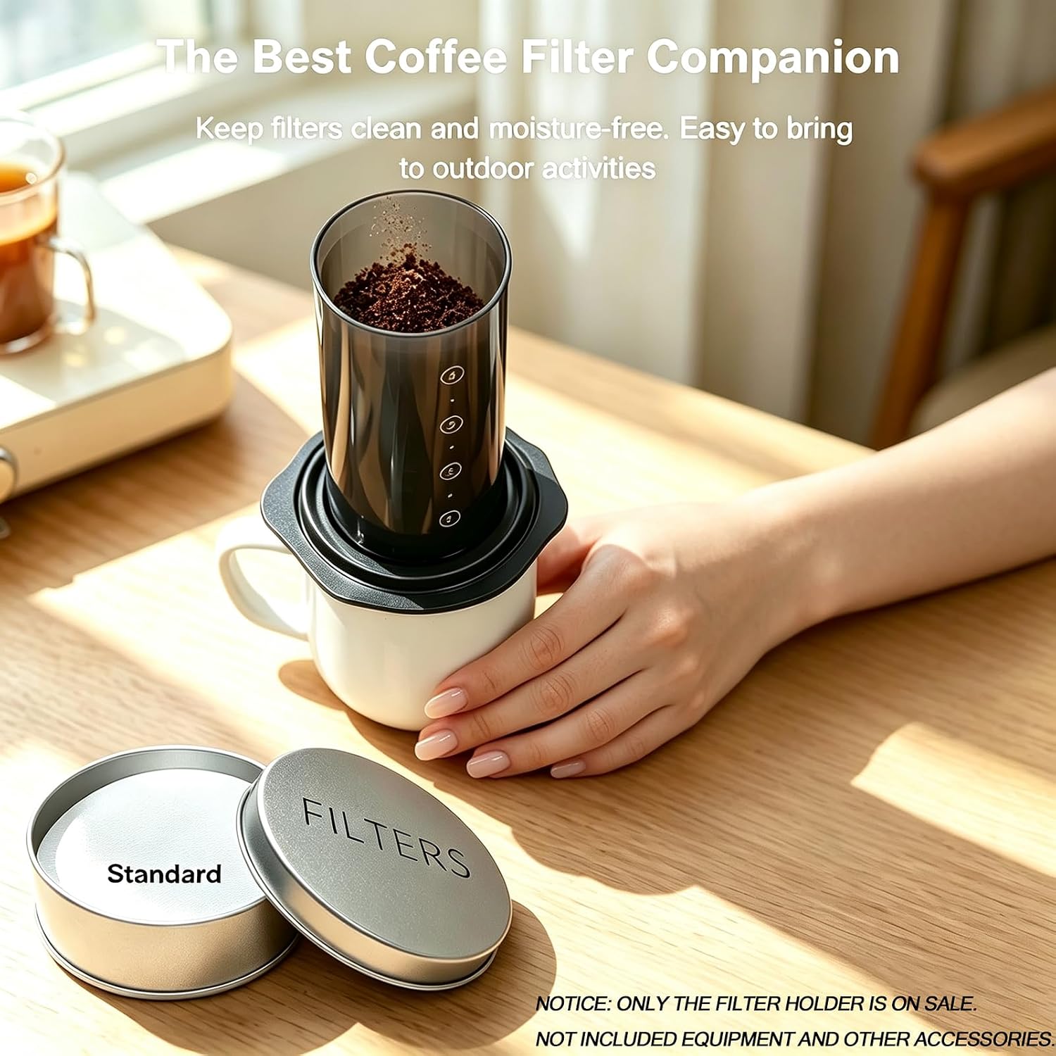 1 Pack Travel Coffee Filter Holder, Coffee Tin Case Standard Size