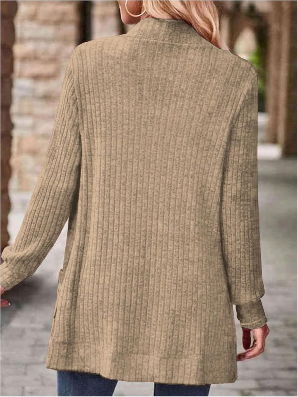 SHENHE Women's Lightweight Open Front Soft Cardigan with Pockets Casual Comfy Sweater Jacket - Image 2