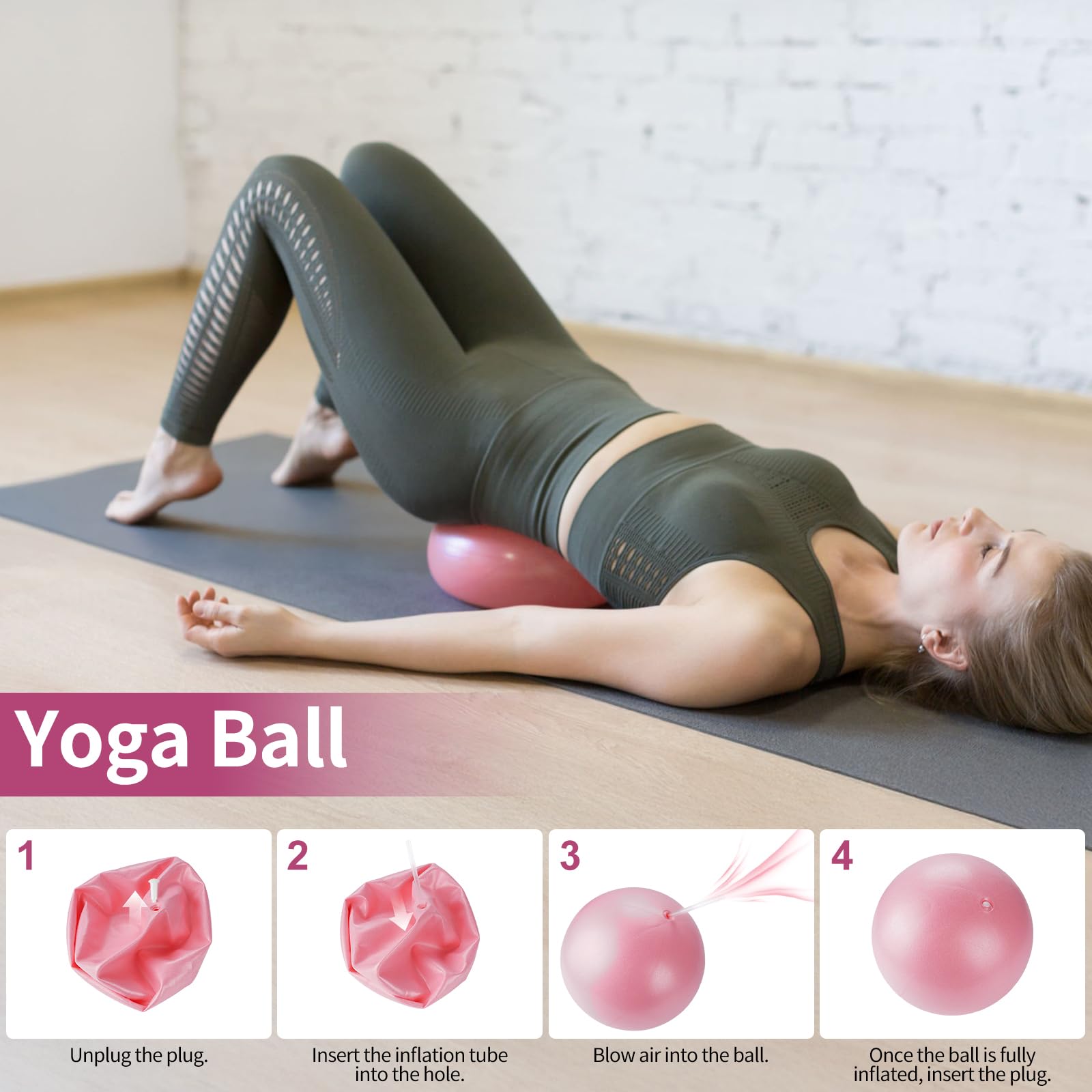 Kit Pilates 18 pièces avec Anneau de Pilates, Bandes de Résistance, Ballon de Yoga