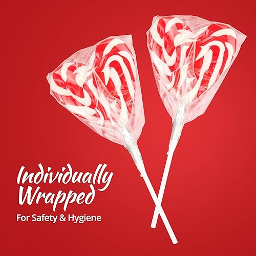 Miniatura 5 de Paletas de 12 corazones de 3 pulgadas, dulces de San Valentín, deliciosos caramelos de piruleta para niños y adultos, caramelos a granel (rojo)
