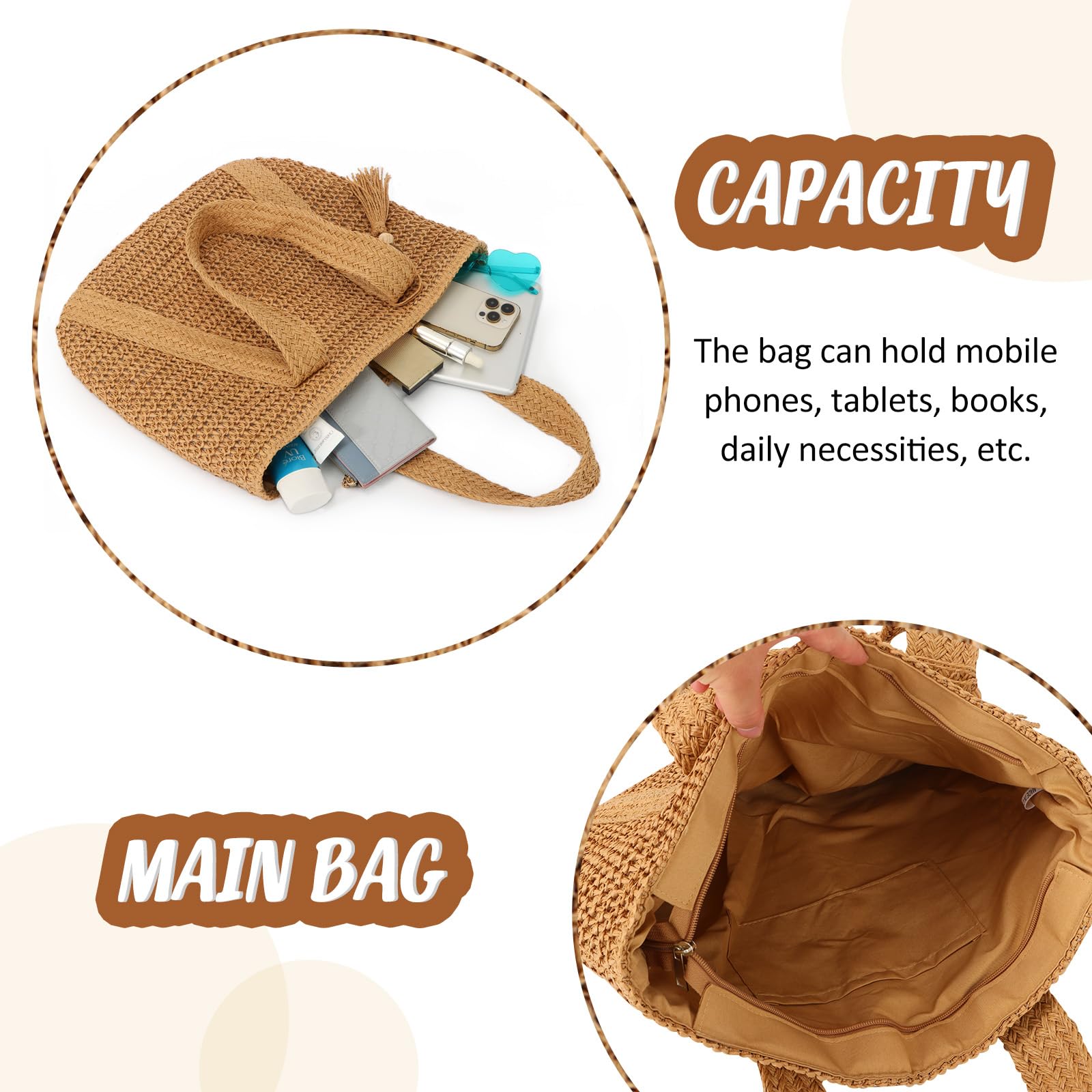 Été tissé sac à main paille sac de plage Fringe grand sac à main paille