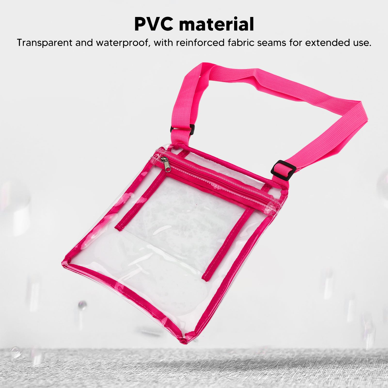 Borsa A Tracolla Trasparente In PVC Rosa - Piccola Impermeabile 22,5x17,5x6 Cm - Per Concerti E Stadi