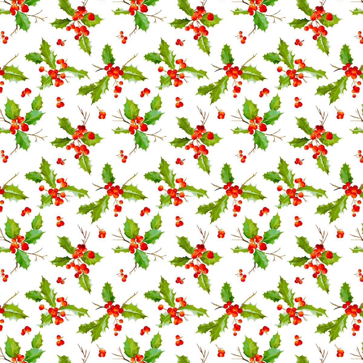 100% Cotton Christmas Fabric Material Sold By the Metre 140cm Wide - Jolly Holly - CC485 - Half METRE