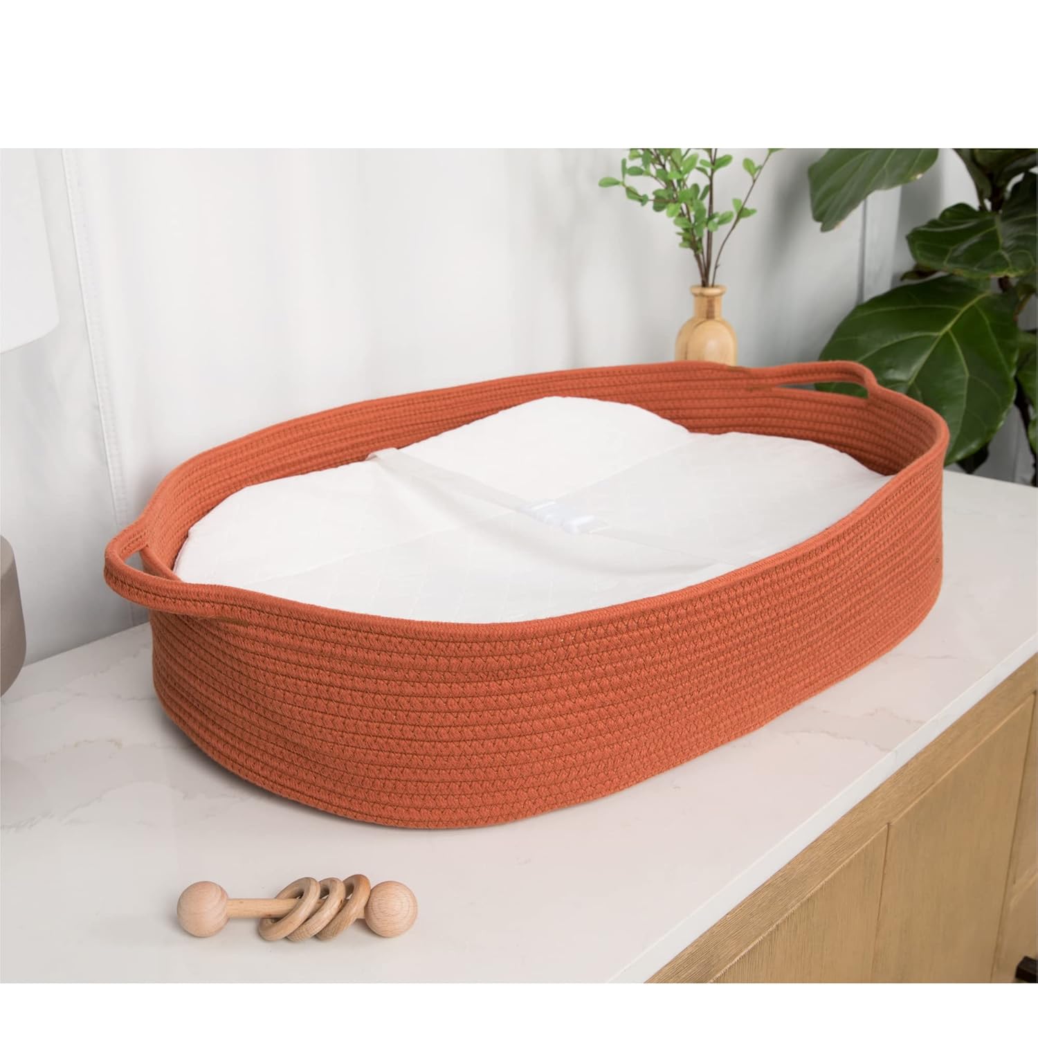 J&Joo Baby Changing Basket with Wipeable Waterproof Cover