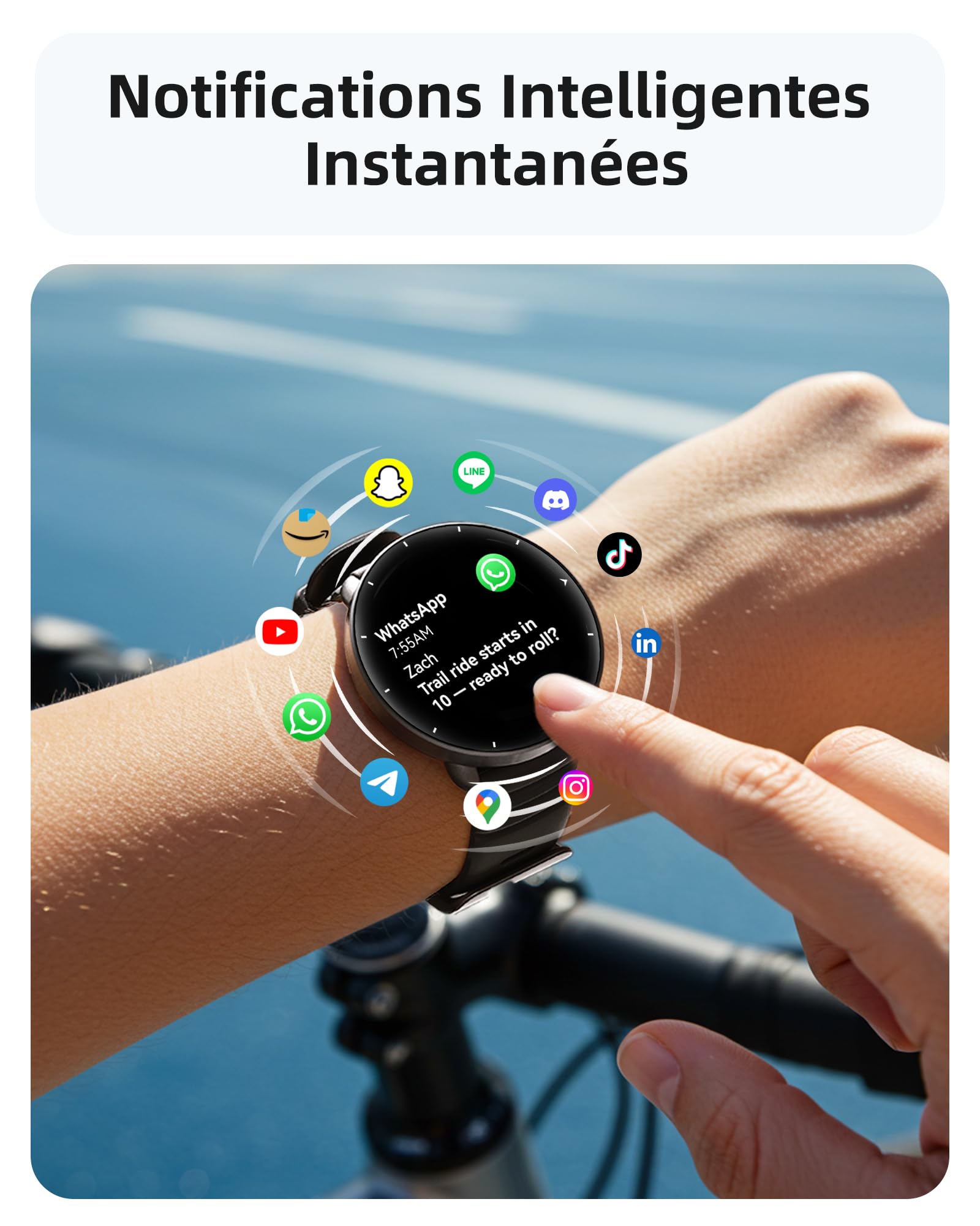 Parsonver Montre Connectée avec GPS Intégré, 5ATM Étanche Smartwatch Natation pour Piscine/Eau Libre, Montre Connecté avec AMOLED Écran, 100+ Sports,Fréquence Cardiaque,Sommeil (Noir, 42 mm)