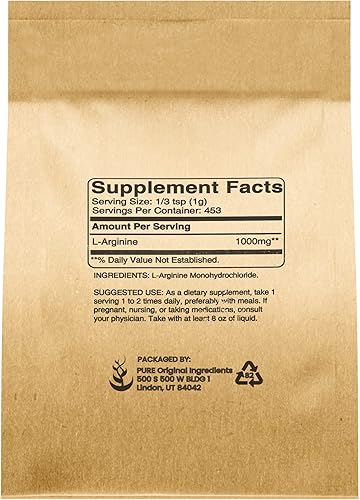 Miniatura 7 de PURE ORIGINAL INGREDIENTS Paquete de polvo de L-citrulina, L-arginina y AAKG (1 libra cada uno), apto para alimentos, suplementos en polvo