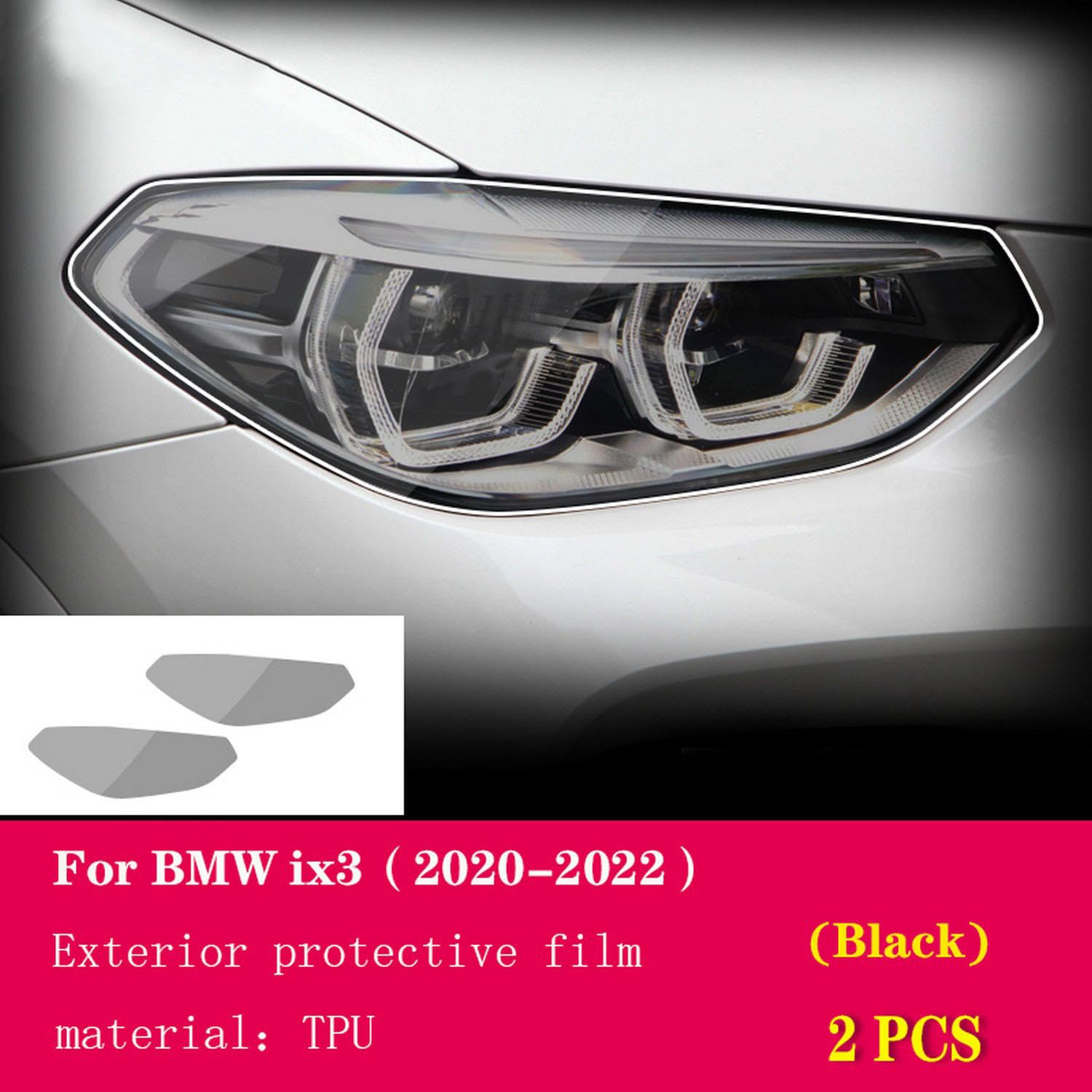 Reflektory samochodowe Przezroczysta/przydymiona folia ochronna TPU Odporna na zarysowania Kamień przeciwpiaskowy PPF, do BMW ix3 2020-2024