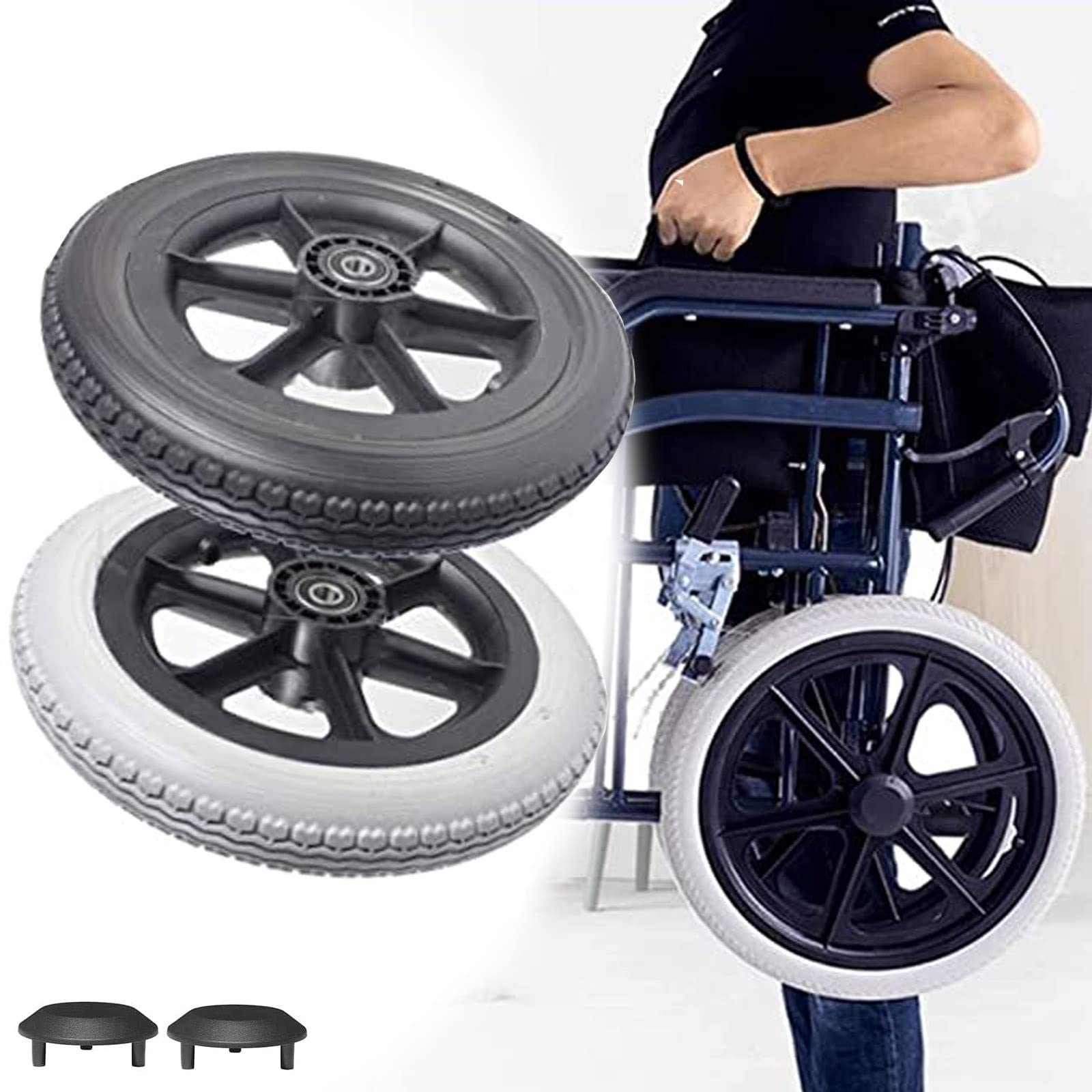 Części zamienne do tylnych kół wózka inwalidzkiego, opony pełne, z łożyskiem, oś montażowa 1/2", tylne koło wózka inwalidzkiego, koła zamienne do chodzików inwalidzkich/kolor szary/30 cm-12 cali
