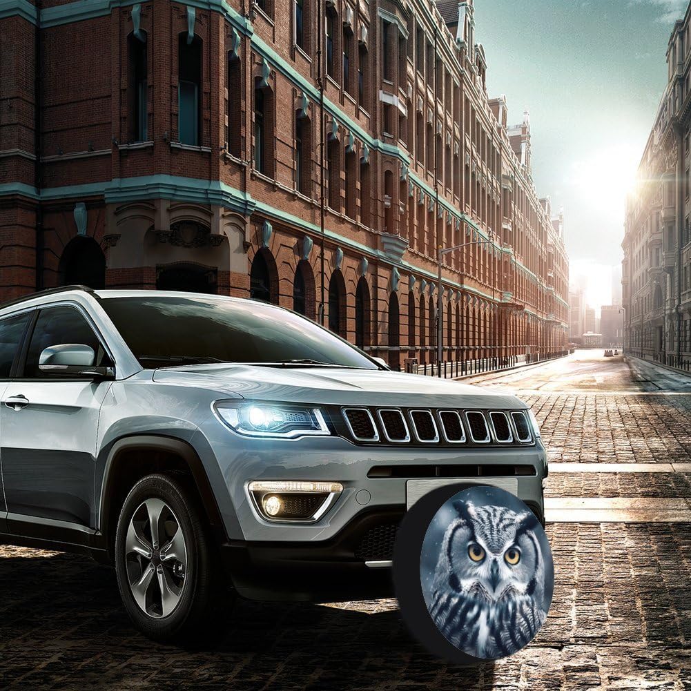 28"-34" Thickening Spare Tire Cover Grey and White Owl Waterproof Leather Tire Wheel Cover for Trailer Jeep RV SUV