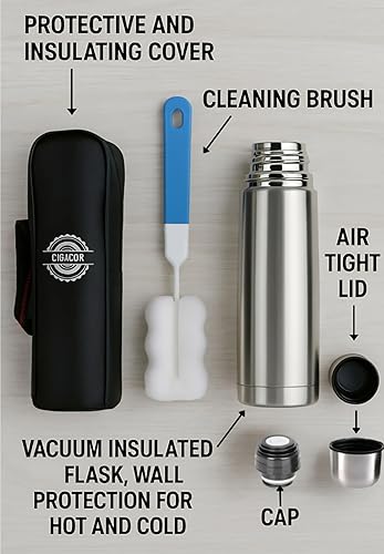 Miniatura 3 de CIGACOR Botella aislada de acero inoxidable  Taza de viaje de café de 17 onzas  Mantiene las bebidas calientes durante 12 horas y frías durante 24